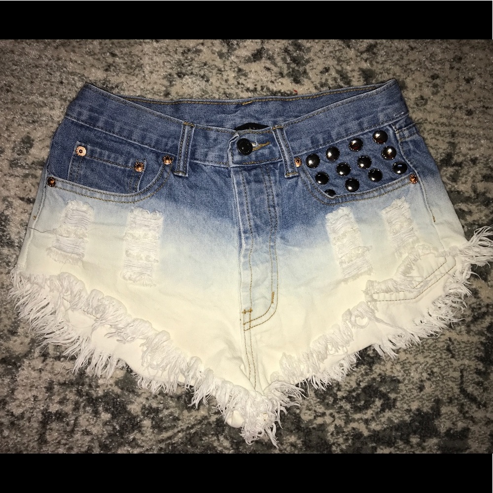 High rise, cheeky denim shorts